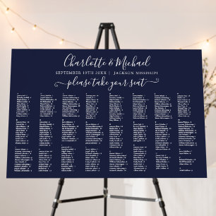 Navy Blue 300 Names Wedding Seating Chart Sign