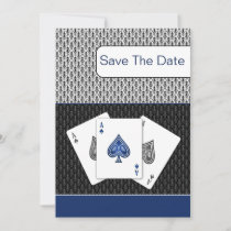 navy blue 3 aces vegas wedding save the date