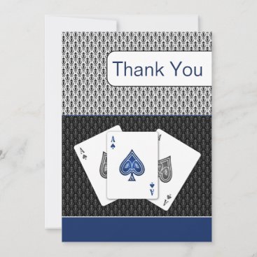 navy blue 3 aces vegas wedding Thank You cards