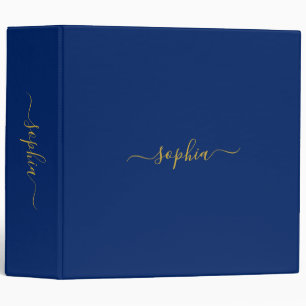 Navy Blue 3 ring binder with Customizable Name