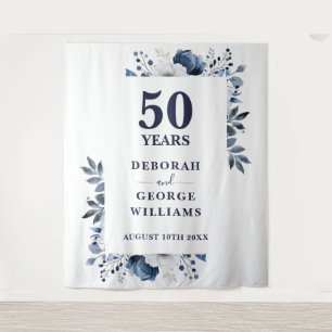 Navy Blue 50th Anniversary Photo Booth Backdrop