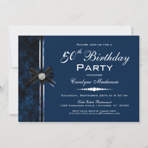 Navy Blue 50th Birthday Party Invitation