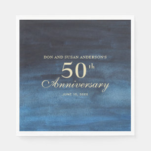 Navy Blue 50th Wedding Anniversary Napkins