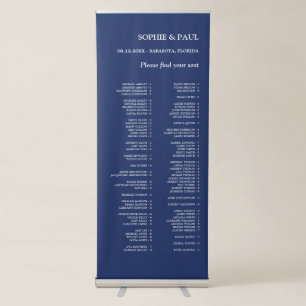Navy Blue 80 Guest Seating Chart Retractable Banner