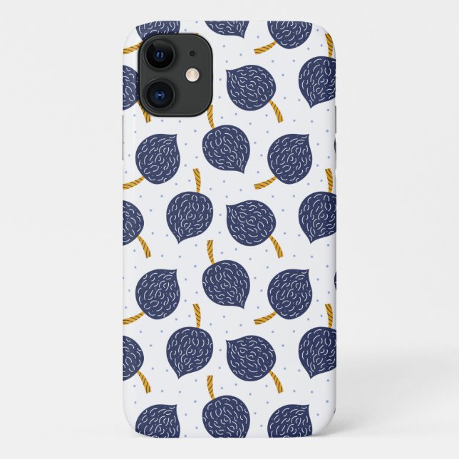 Navy Blue Abstract Flying Bomb Fruit Pattern Case-Mate iPhone Case (Back)