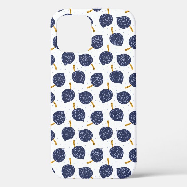 Navy Blue Abstract Flying Bomb Fruit Pattern Case-Mate iPhone Case (Back)