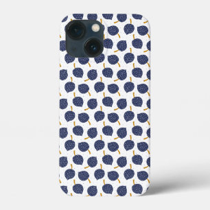 Navy Blue Abstract Flying Bomb Fruit Pattern iPhone 13 Mini Case