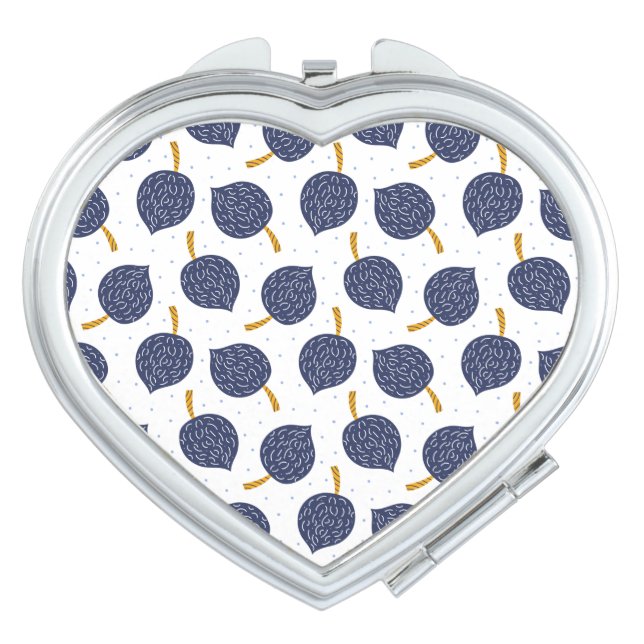 Navy Blue Abstract Flying Bomb Fruit Pattern Compact Mirror (Front)