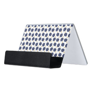 Navy Blue Abstract Flying Bomb Fruit Pattern Desk Business Card Holder