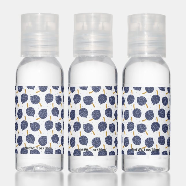 Navy Blue Abstract Flying Bomb Fruit Pattern Hand Sanitizer (Set)