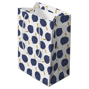 Navy Blue Abstract Flying Bomb Fruit Pattern Medium Gift Bag