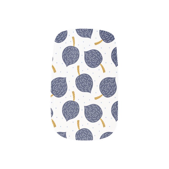 Navy Blue Abstract Flying Bomb Fruit Pattern Minx Nail Art (Left Thumb)