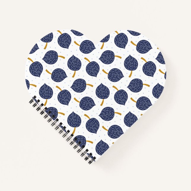 Navy Blue Abstract Flying Bomb Fruit Pattern Notebook (Front)