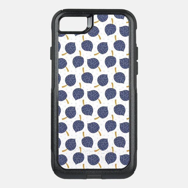 Navy Blue Abstract Flying Bomb Fruit Pattern Otterbox iPhone Case (Back)