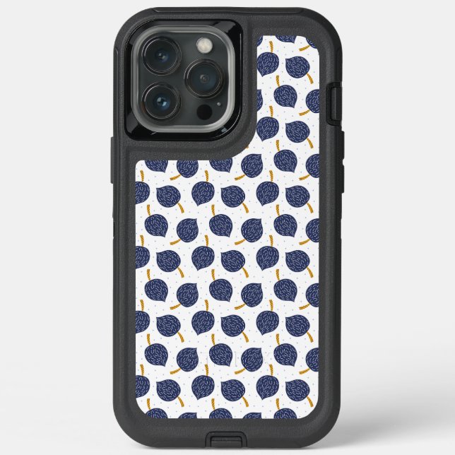 Navy Blue Abstract Flying Bomb Fruit Pattern Otterbox iPhone Case (Back)