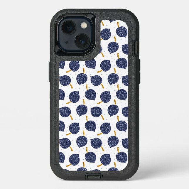 Navy Blue Abstract Flying Bomb Fruit Pattern Otterbox iPhone Case (Back)