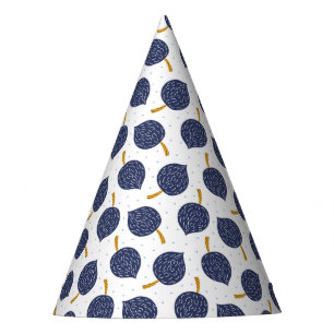 Navy Blue Abstract Flying Bomb Fruit Pattern Party Hat
