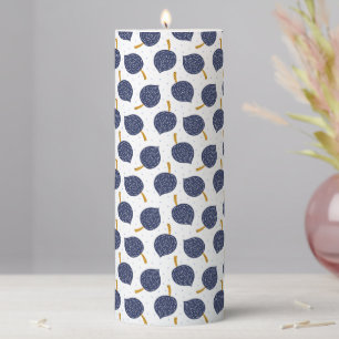 Navy Blue Abstract Flying Bomb Fruit Pattern Pillar Candle