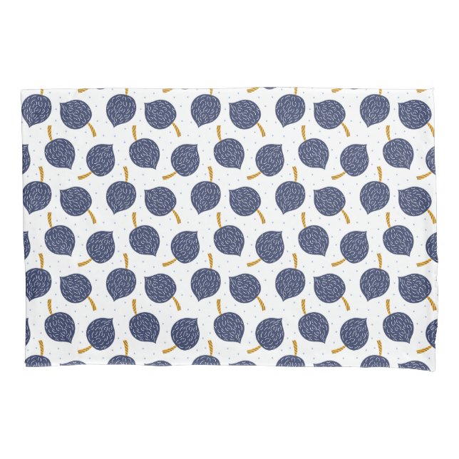 Navy Blue Abstract Flying Bomb Fruit Pattern Pillow Case (Front)