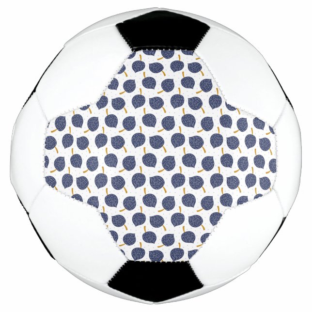 Navy Blue Abstract Flying Bomb Fruit Pattern Soccer Ball (Front)