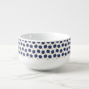 Navy Blue Abstract Flying Bomb Fruit Pattern Soup Mug
