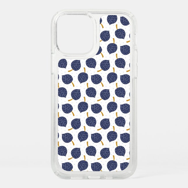 Navy Blue Abstract Flying Bomb Fruit Pattern Speck iPhone 12 Pro Case (Front)