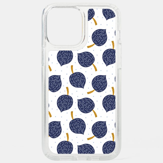 Navy Blue Abstract Flying Bomb Fruit Pattern Speck iPhone 12 Pro Max Case (Front)