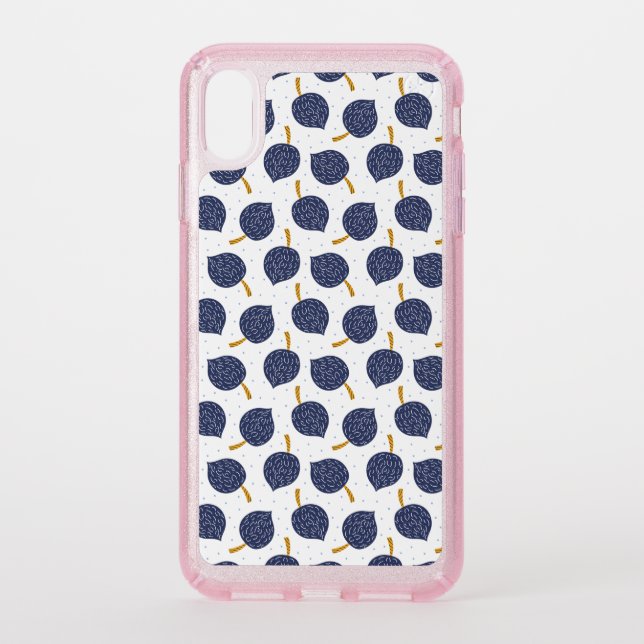 Navy Blue Abstract Flying Bomb Fruit Pattern Speck iPhone XS Max Case (Front)