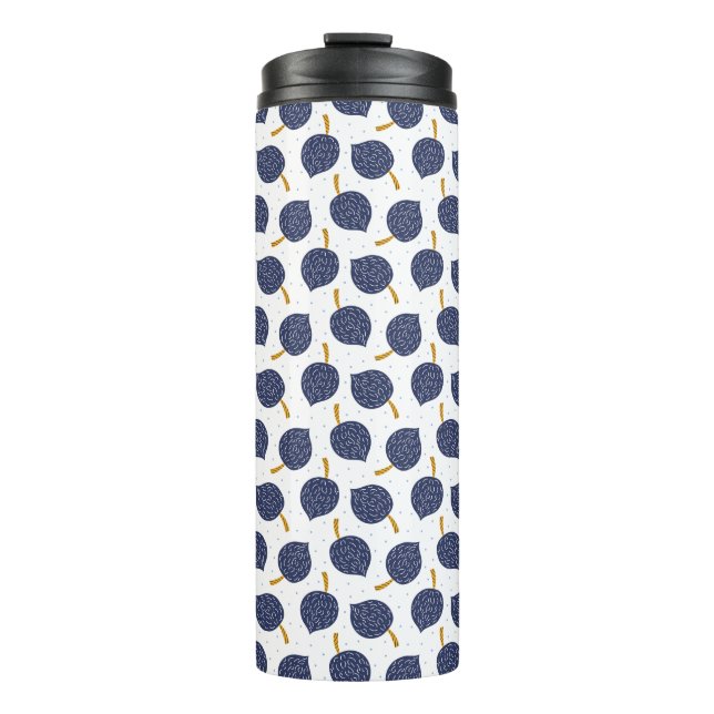 Navy Blue Abstract Flying Bomb Fruit Pattern Thermal Tumbler (Front)