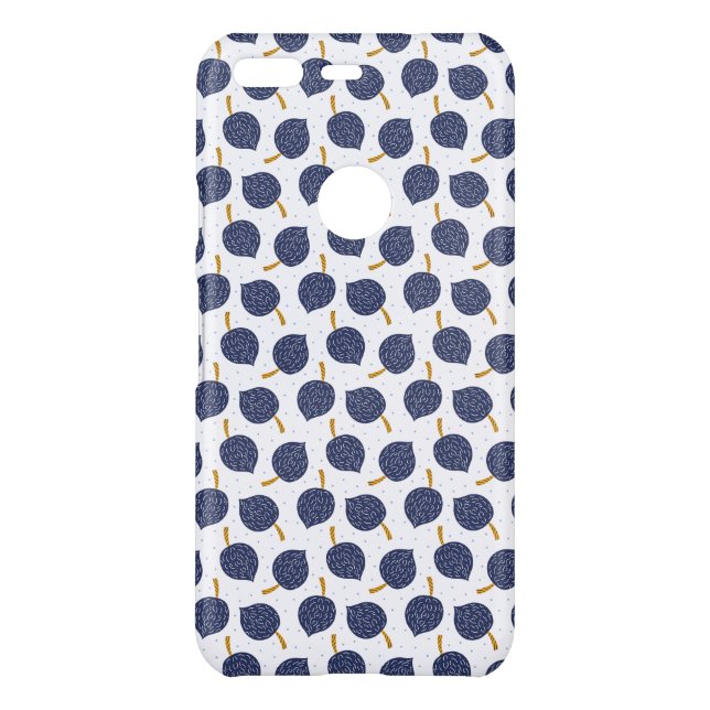 Navy Blue Abstract Flying Bomb Fruit Pattern Uncommon Google Pixel Case (Back)
