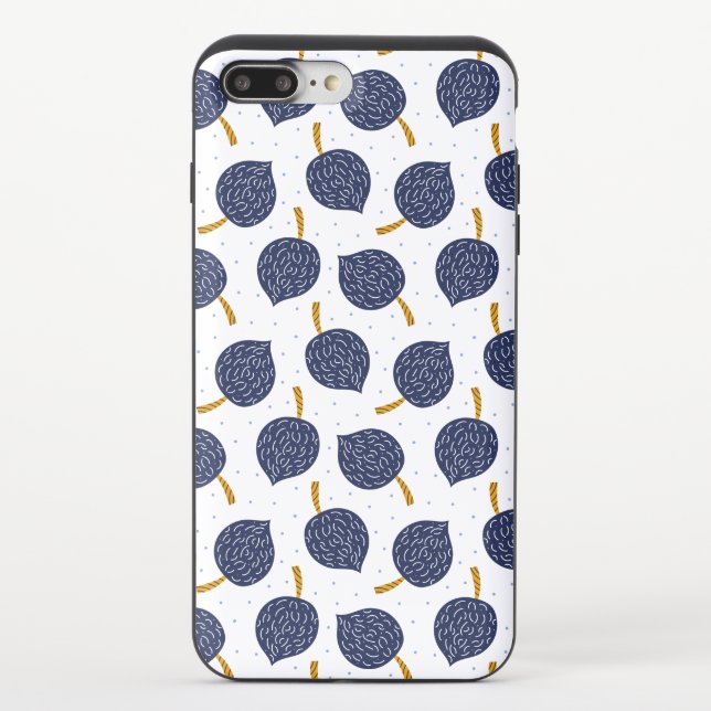 Navy Blue Abstract Flying Bomb Fruit Pattern Uncommon iPhone Case (Back)