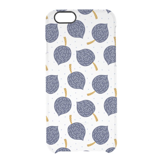 Navy Blue Abstract Flying Bomb Fruit Pattern Uncommon iPhone Case (Back)