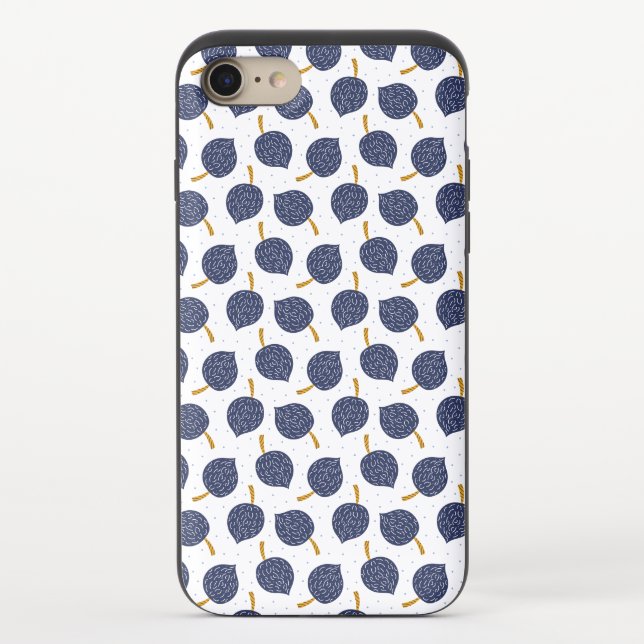 Navy Blue Abstract Flying Bomb Fruit Pattern Uncommon iPhone Case (Back)