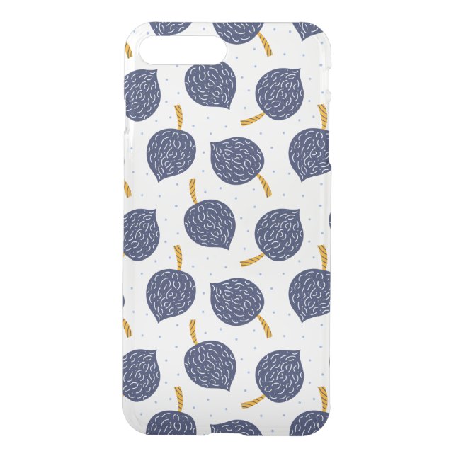Navy Blue Abstract Flying Bomb Fruit Pattern Uncommon iPhone Case (Back)