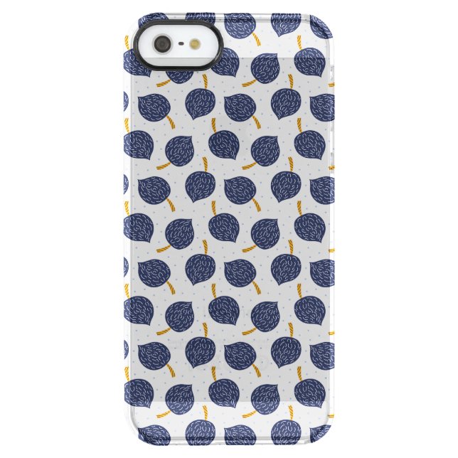 Navy Blue Abstract Flying Bomb Fruit Pattern Uncommon iPhone Case (Back)