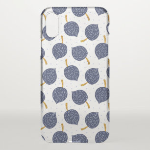 Navy Blue Abstract Flying Bomb Fruit Pattern iPhone XS Case