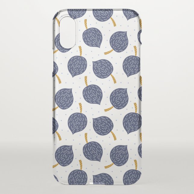 Navy Blue Abstract Flying Bomb Fruit Pattern Uncommon iPhone Case (Back)