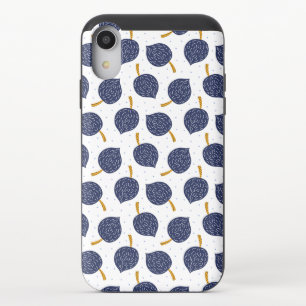 Navy Blue Abstract Flying Bomb Fruit Pattern iPhone XR Slider Case