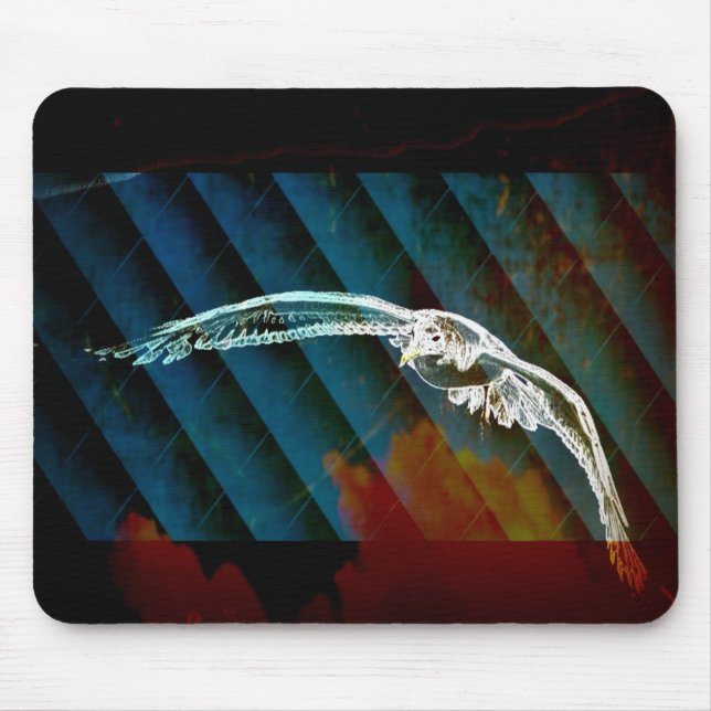 Navy Blue Abstract Ocean Birds gliding seagull Mouse Pad (Front)