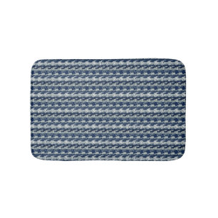 Navy Blue Abstract Pattern Bath Mat