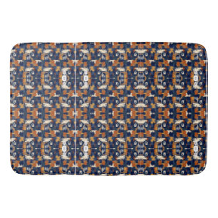Navy Blue Abstract Pattern Blanket Bath Mat
