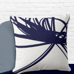 Navy Blue Abstract Ribbon Design on White Throw Pillow<br><div class="desc">Add a pop of color and modern style to your home decor with this navy blue curved abstract ribbon design throw pillow. Against a clean white background, this bold design will stand out in any room. Made from soft and durable fabric, this pillow is perfect for adding comfort and style...</div>