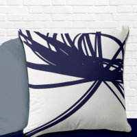 Navy Blue Abstract Ribbon Design on White