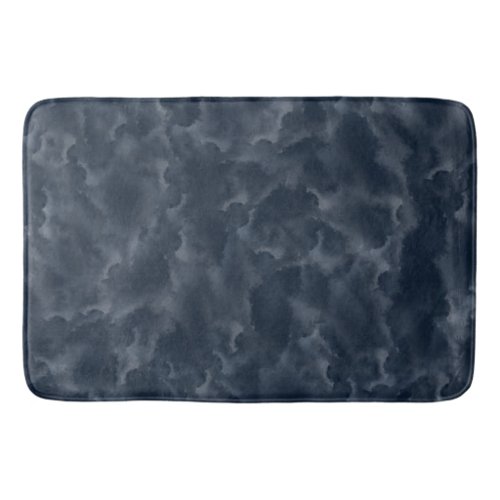 Navy Blue Abstract Watercolor Stain Elegant Chic Bath Mat