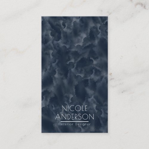 Navy Blue Abstract Watercolor Stain Elegant Chic Business Card