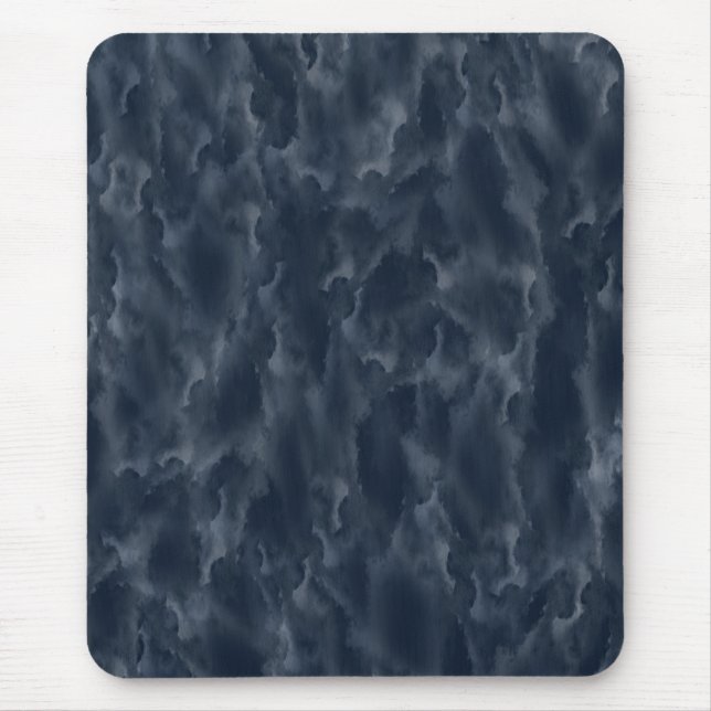 Navy Blue Abstract Watercolor Stain Elegant Chic Mouse Pad (Front)
