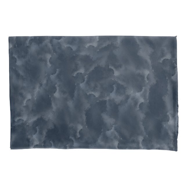 Navy Blue Abstract Watercolor Stain Elegant Chic Pillow Case (Front)
