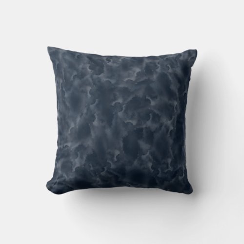 Navy Blue Abstract Watercolor Stain Elegant Chic Throw Pillow