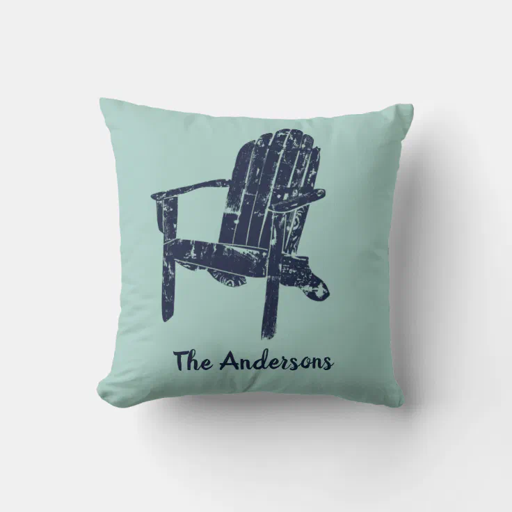 Navy Blue Adirondack Chair Personalized Throw Pillow Zazzle