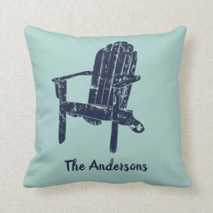 Navy Blue Adirondack Chair Personalized Throw Pillow